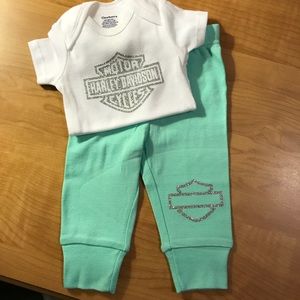 0/3M Baby Girls Harley Davidson Baby Outfit Set